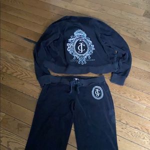 Juicy couture black velvet two piece jump suit